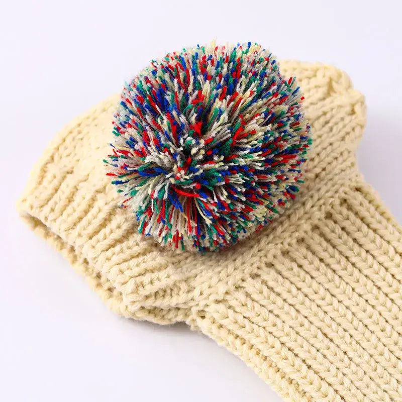 Chapeau de chien pour les promenades hivernales - Chapeau en laine tricoté avec un pompon pour des promenades hivernales douillettes