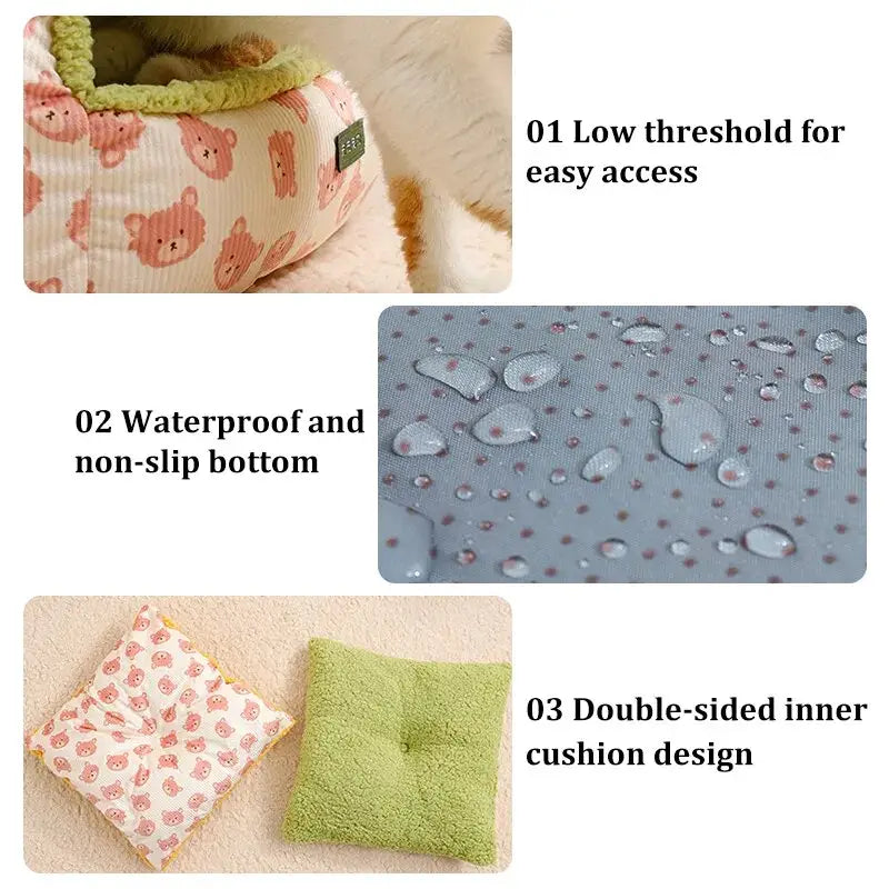 Lit unique pour bébé avec matelas et oreiller imperméables dans la ’Tente au design unique pour le repos des félins’