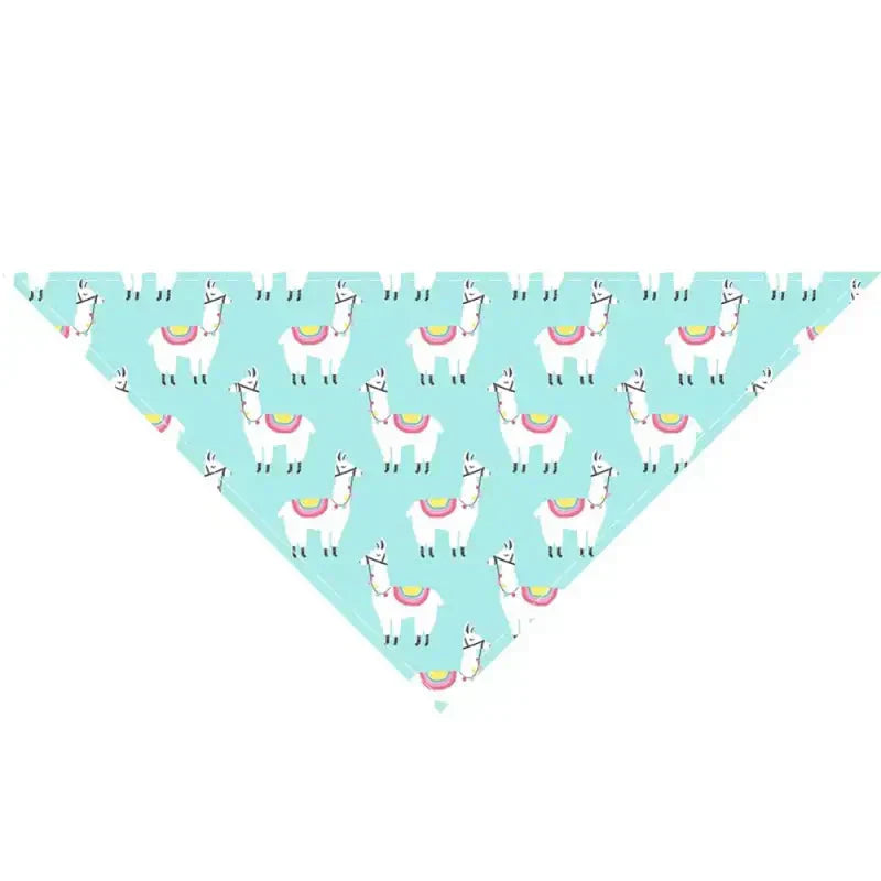 Bandana pour berger australien avec petits motifs d’arc-en-ciel et ’ll’ sur fond bleu