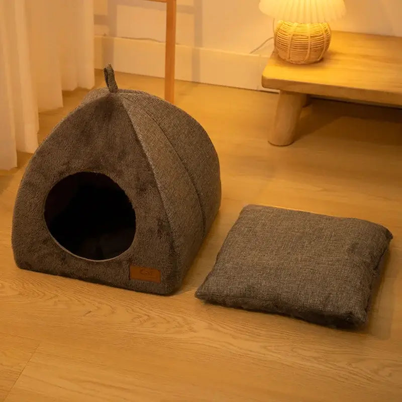 Cozy Cat Hut : lit pour chat avec maison, facile à nettoyer pour le confort ultime de l’animal