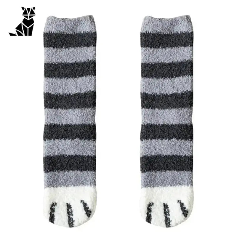 Chaussettes Chats Adorables Pour Des Petits Pieds Bien Au Chaud - Zèbre Gris Clair / 35-43