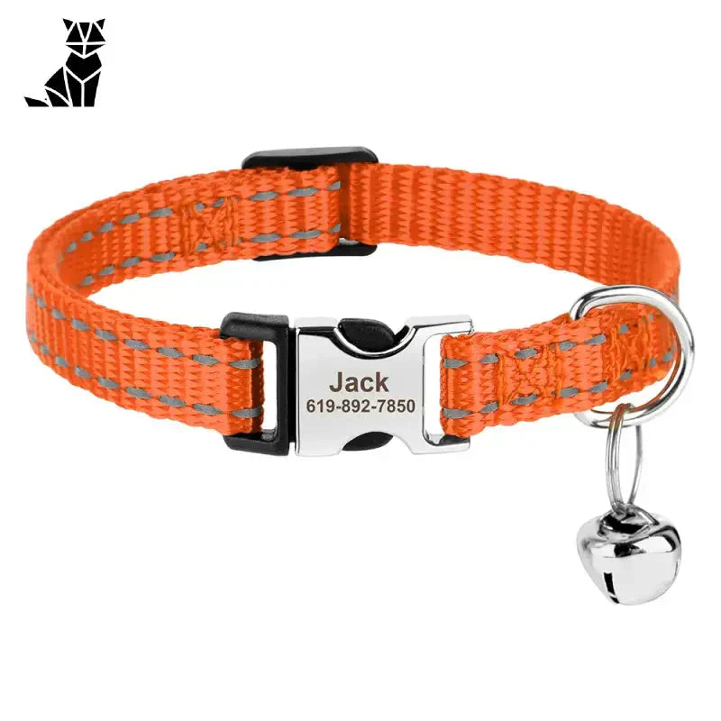 Collier réglable en nylon pour chat design personnalisé avec boucle métallique