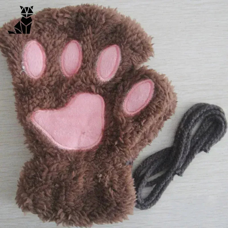 Gants en laine polaire Coral - Gants pour animaux en peluche, Doux Pink Paw