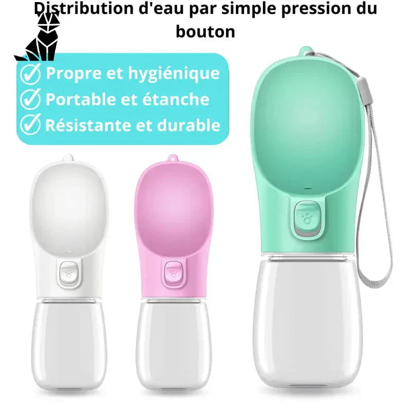 Gourde d’hydratation pour chien avec poignée et porte-bouteille pour animaux de compagnie