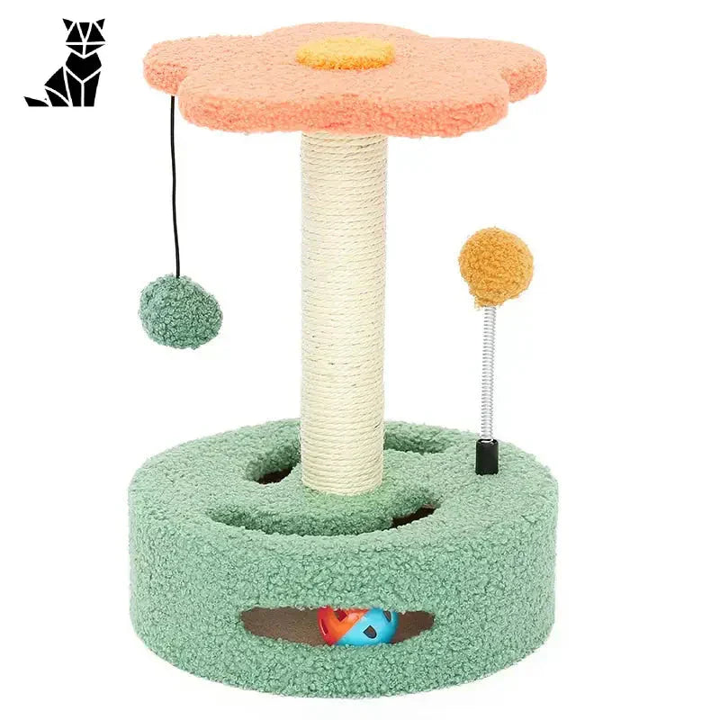 Tour à gratter pour chat avec fleur - Un Tournesol Ajouté Post amusant et utile pour votre chat