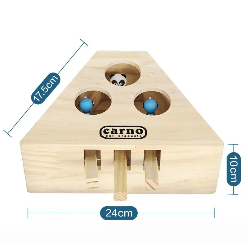 Jouet souris interactif en bois : Jouet en bois durable avec un trou central pour les chatons joueurs