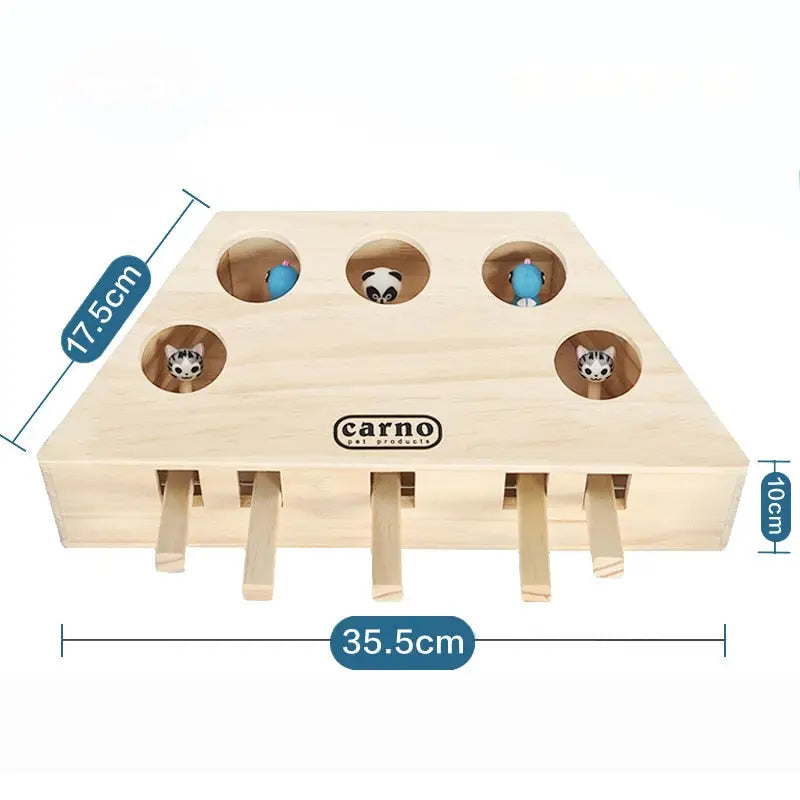 Jouet souris interactif en bois avec 3 trous, idéal pour stimuler l’instinct du chat