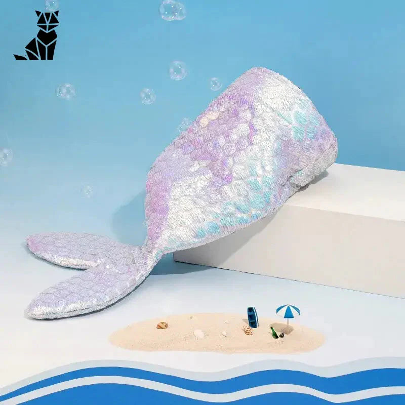 Oreiller queue de sirène avec coquille dans lit douillet pour chat, Polyvinyl Couchage Tapis