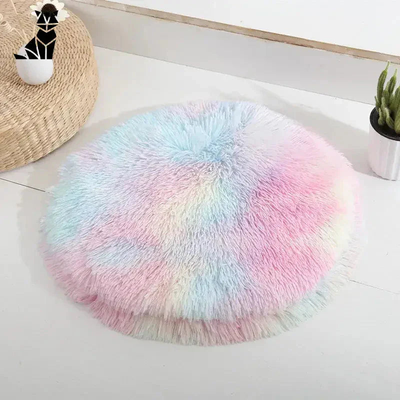 Lit rond avec des couleurs pastelles pour chatons et petits chiens