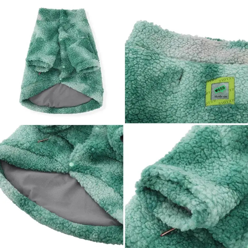 Manteau d’hiver chaud pour grands chiens avec couverture en polaire verte et doublure grise, parfait pour le temps froid