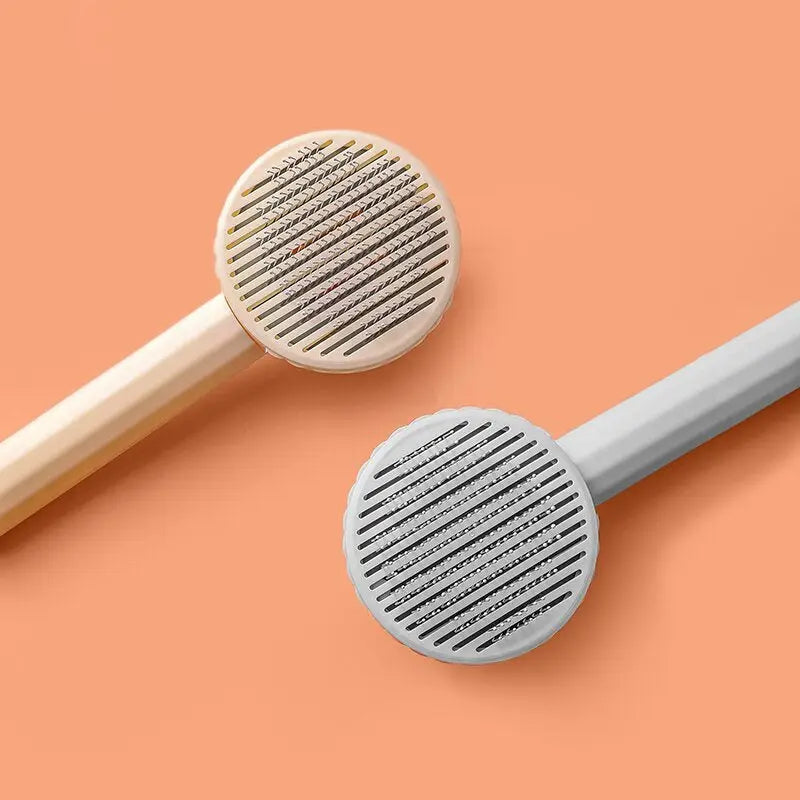 Peigne à chat - Design ergonomique, toilettage essentiel, poils morts, spatule blanche et noire, manche en bois