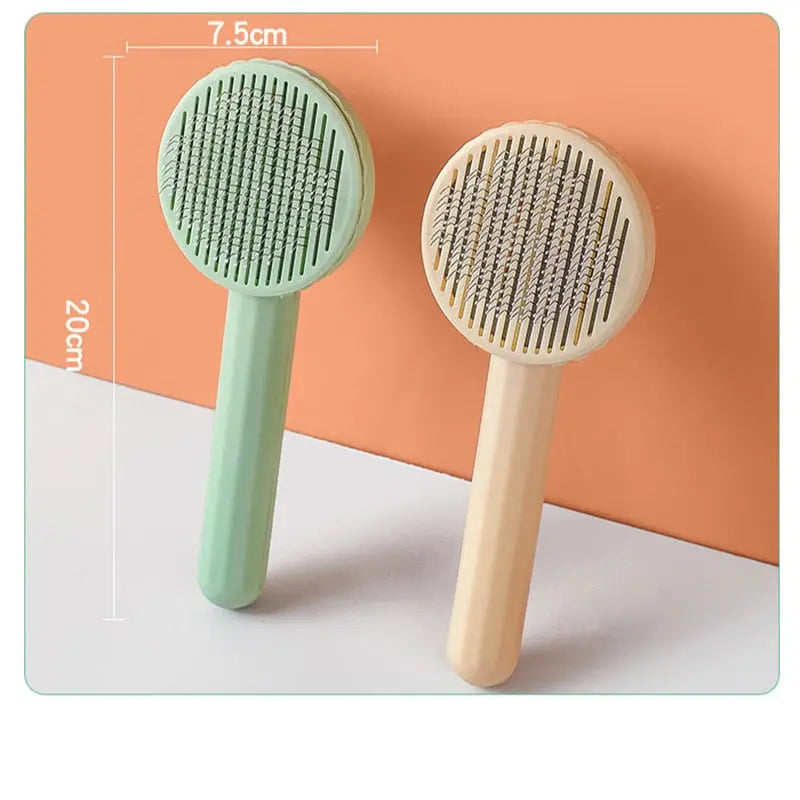 Paire de brosses à cheveux en bois avec poignées vertes - Peigne à chat, design ergonomique pour le toilettage