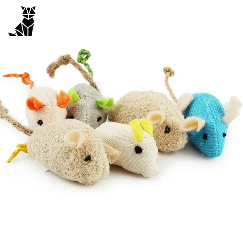 Trio de souris en peluche colorées avec herbe à chat pour la stimulation sensorielle - Idéal pour les animaux de compagnie