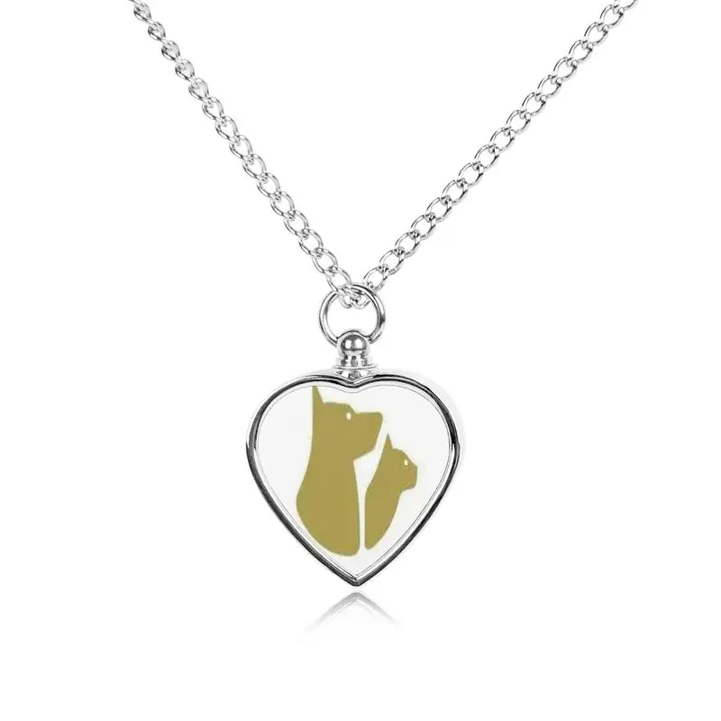 Collier coeur argenté avec silhouette de chien - Pendentif petit souvenir personnalisé