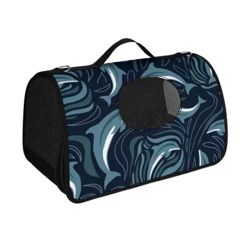 Sac de voyage personnalisé avec fermeture éclair et poignée ergonomique, motif bleu noir sur blanc Transparent Background